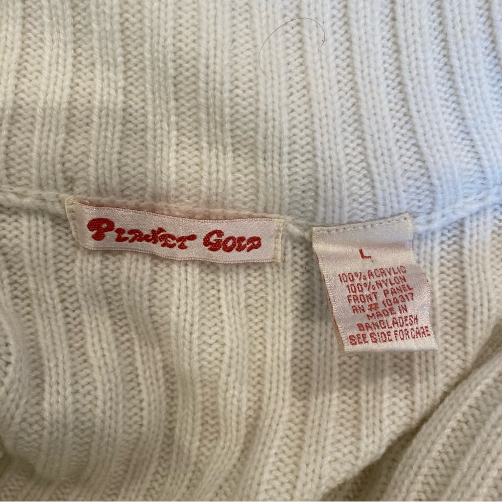 Planet Gold Vintage Y2K White Knit Quilted Puffer Zip-Up Jacket Sweater, M/L - Picture 3 of 6